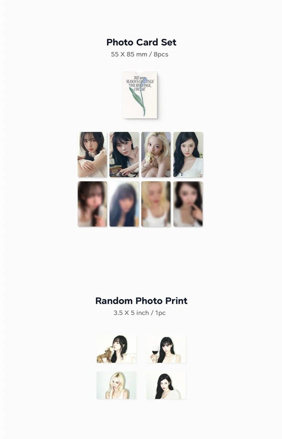Photocard and Photo print blurred preview images on a white background 