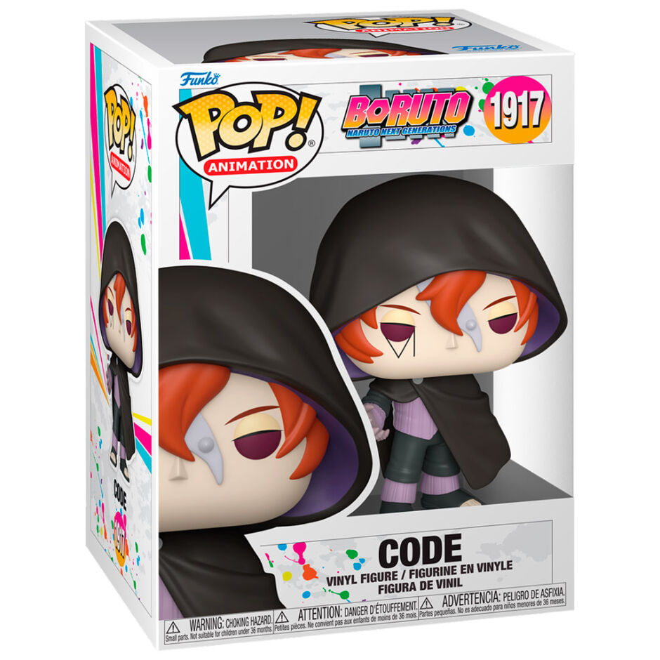 Funko Pop! Code from Boruto: Naruto Next Generations side view UK with funko pop animations packaging