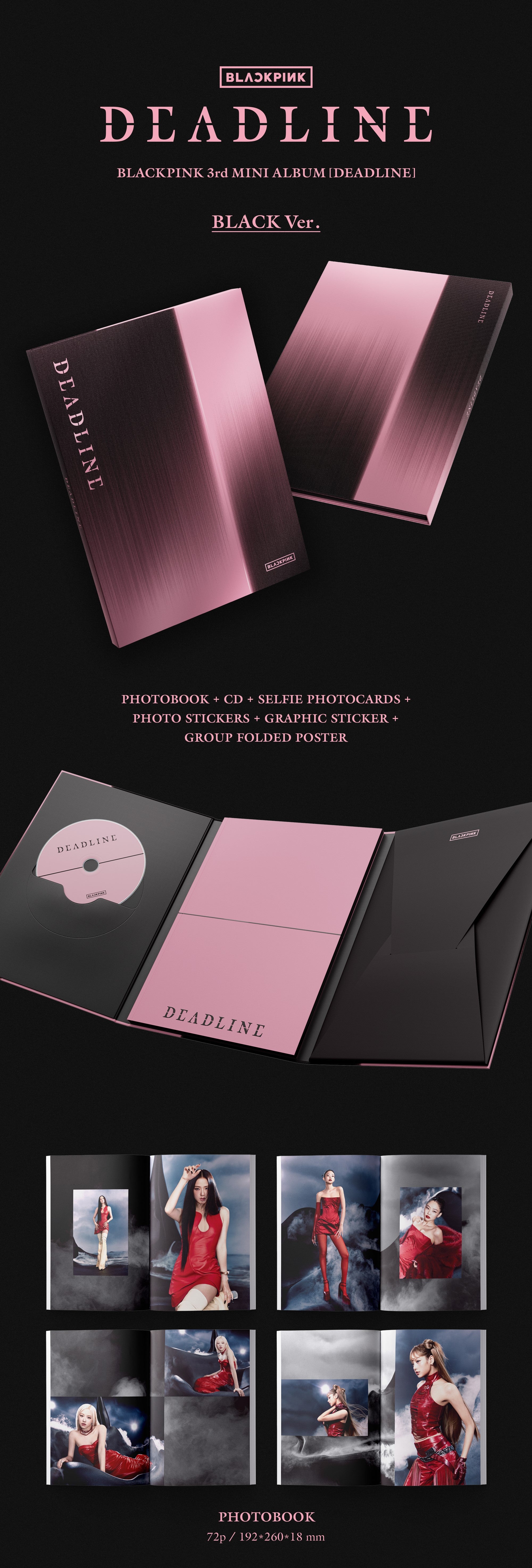 Album packaging with 'Deadline' branding on a black background