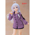 anime character figure in a purple knit dress with white hair 