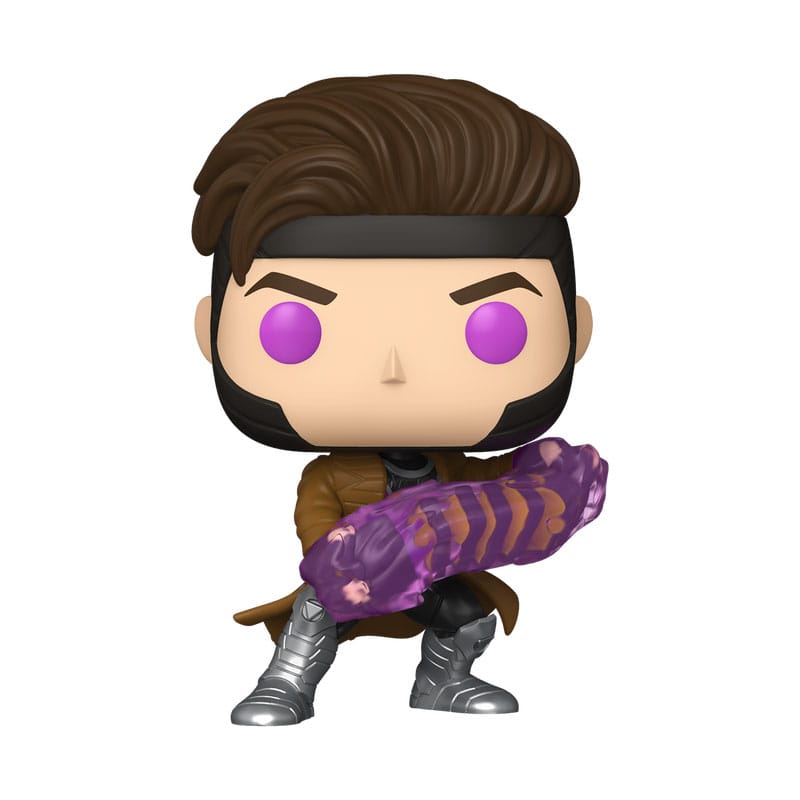 Funko Pop! vinyl figure with purple eyes and a purple weapon on a white background