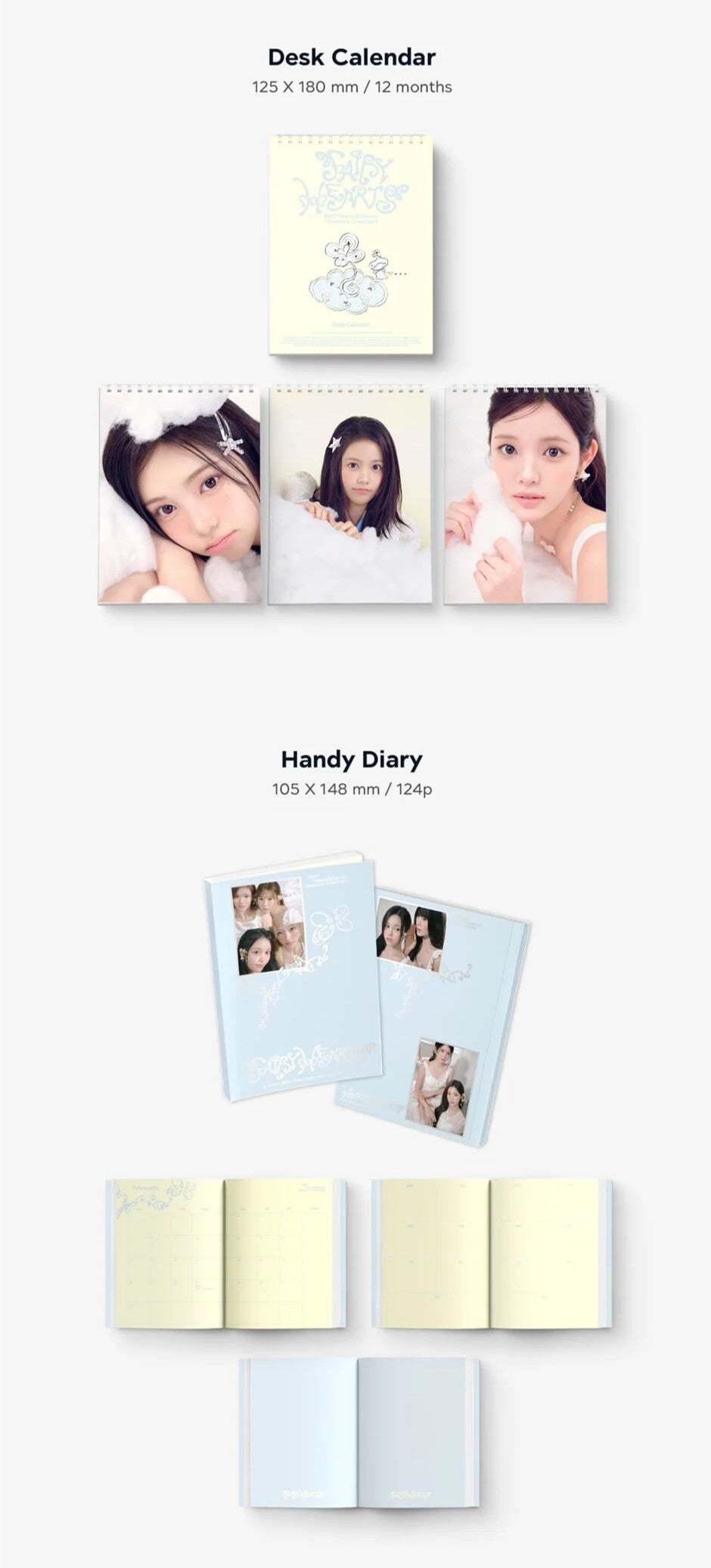 Desk Calendar and Diary on a white background 