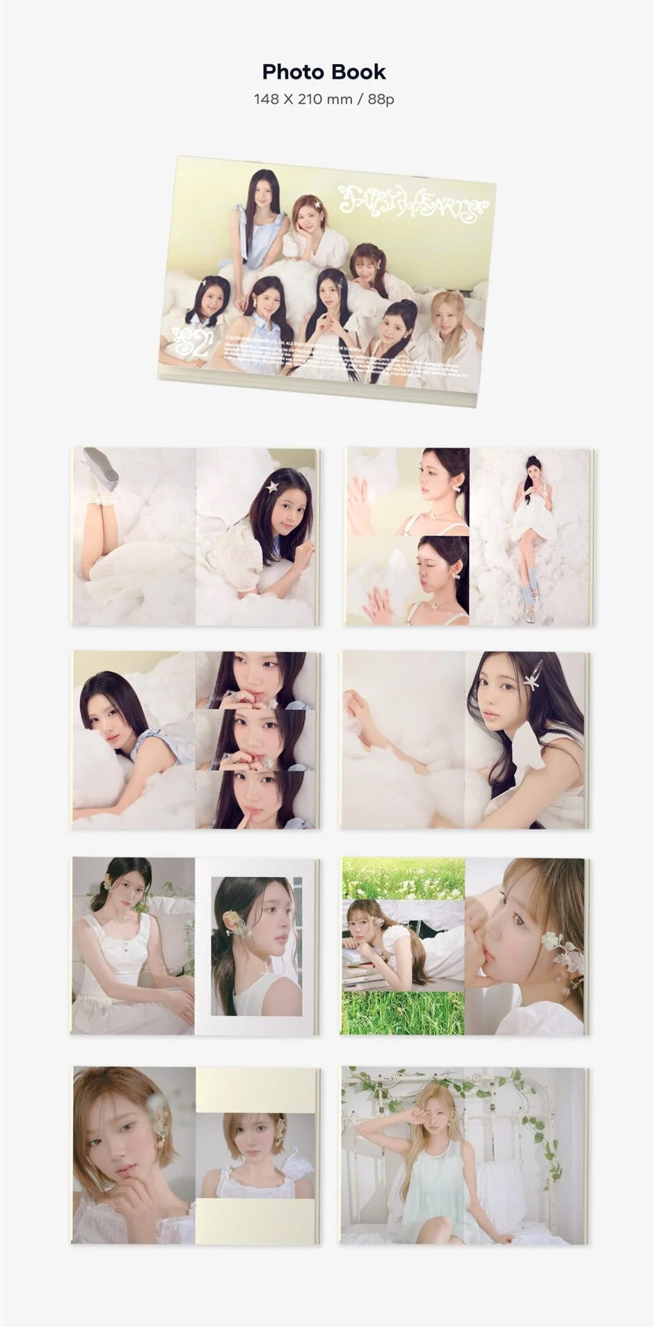 Photobook preview on a white background with member images 