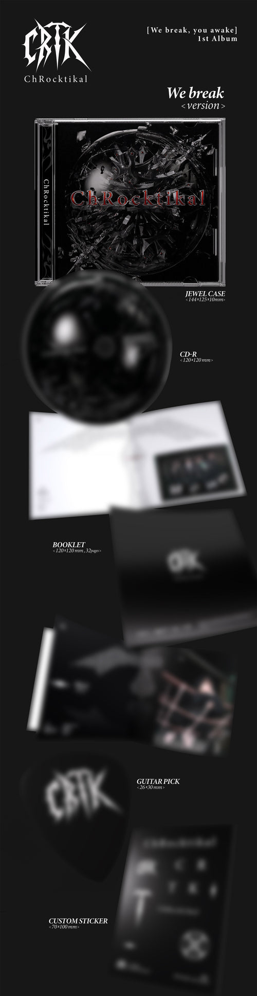 Collage of album covers and promotional materials for a music project with 'C.R.T.K' branding.