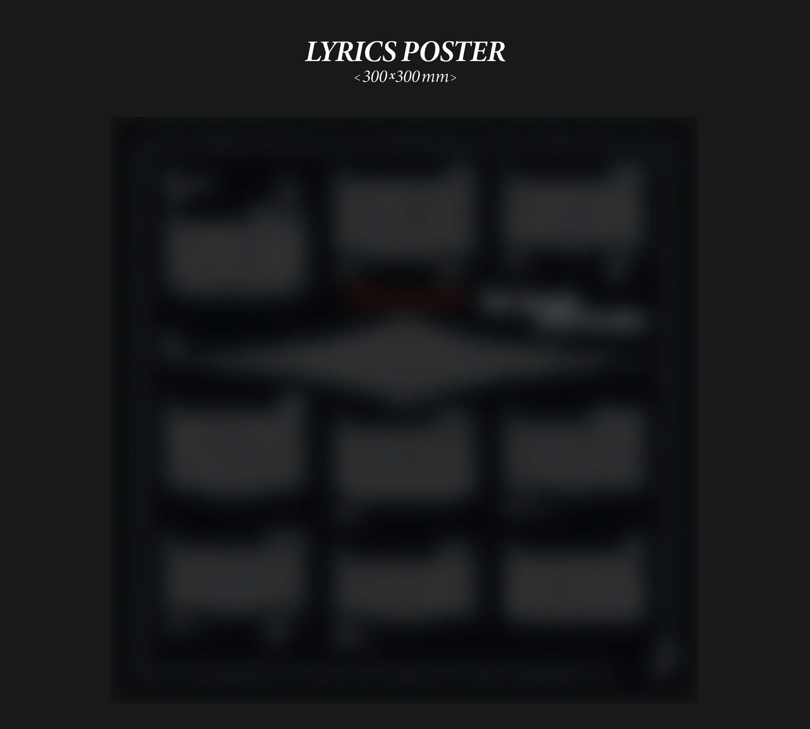 Blurred image of a lyrics poster with text at the top