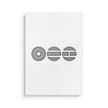 White card with black geometric design on a white background