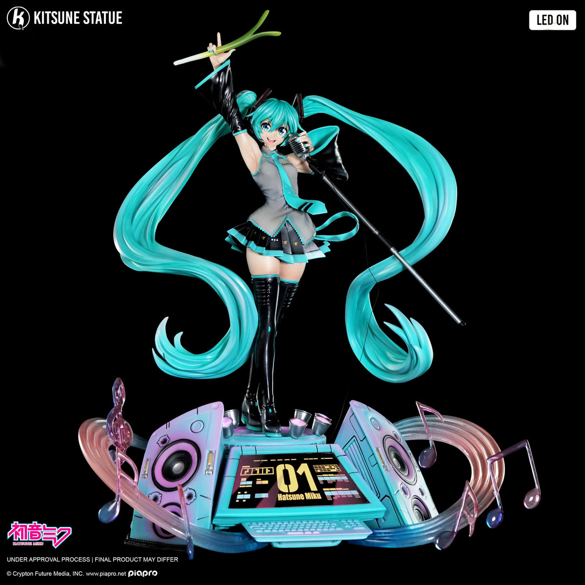Animated character with blue hair and a futuristic outfit on a black background