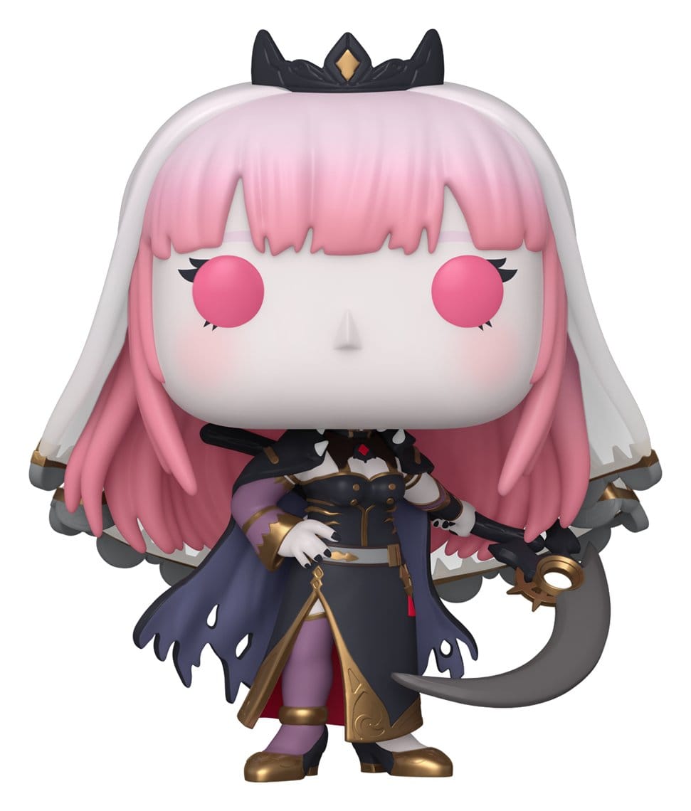 Funko Pop! vinyl figure with pink hair and white outfit on a white background