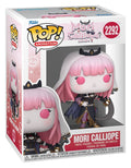 Funko Pop! Animation figure packaging of Mori Calliope with pink hair and black outfit.