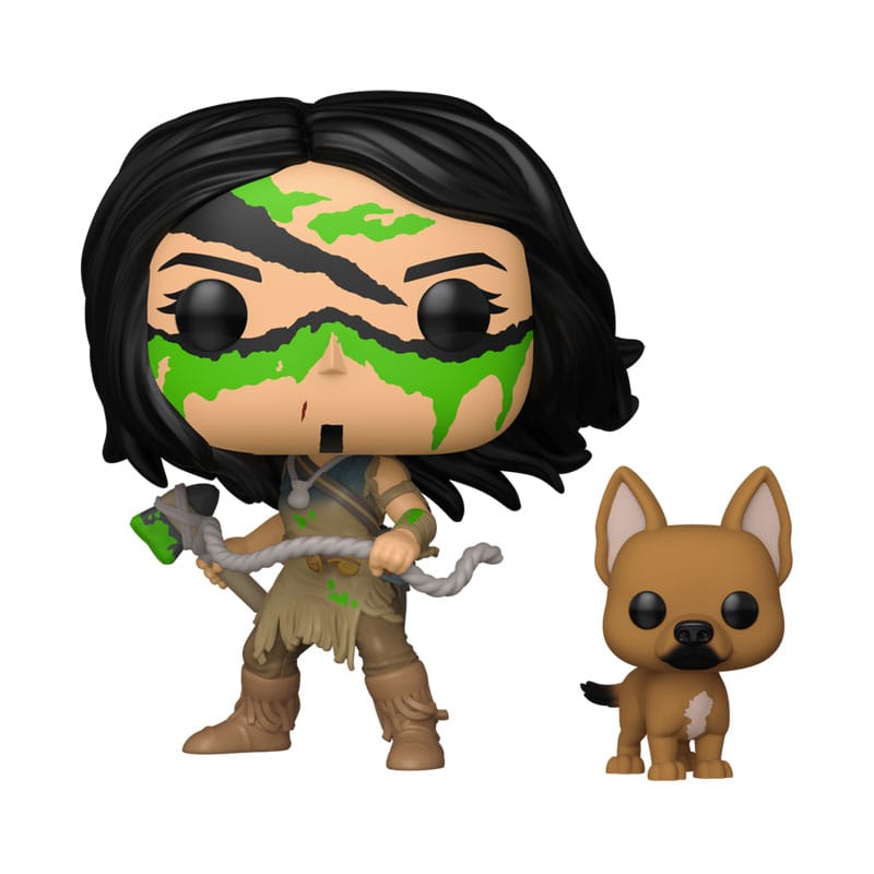 Funko Pop! vinyl figure of a character with green face paint and a dog on a white background