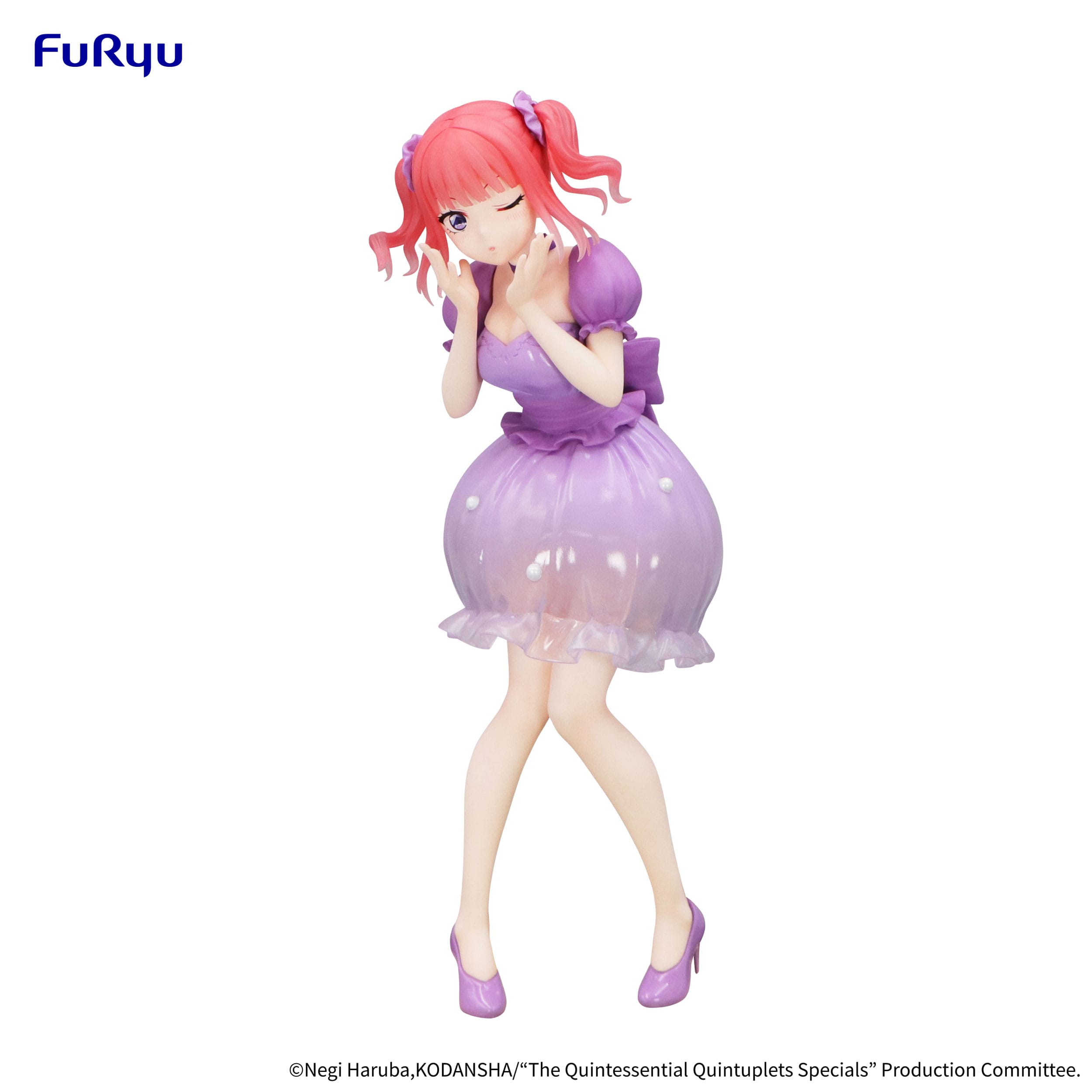 Figure of a character in a purple dress with pink hair on a white background, branded with Fur Ryu.