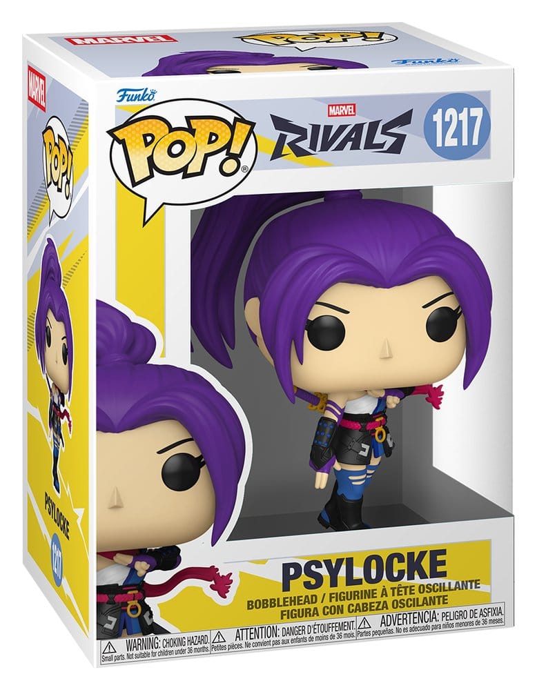 Funko Pop! Psylocke figure packaging with Marvel Rivals branding