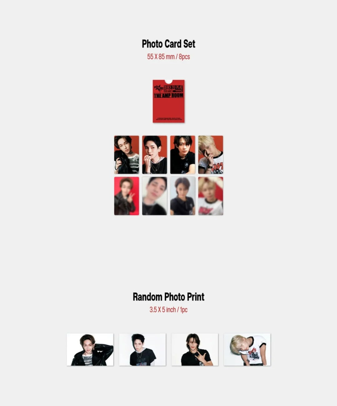 Preview images of photocards and photo prints on a white background
