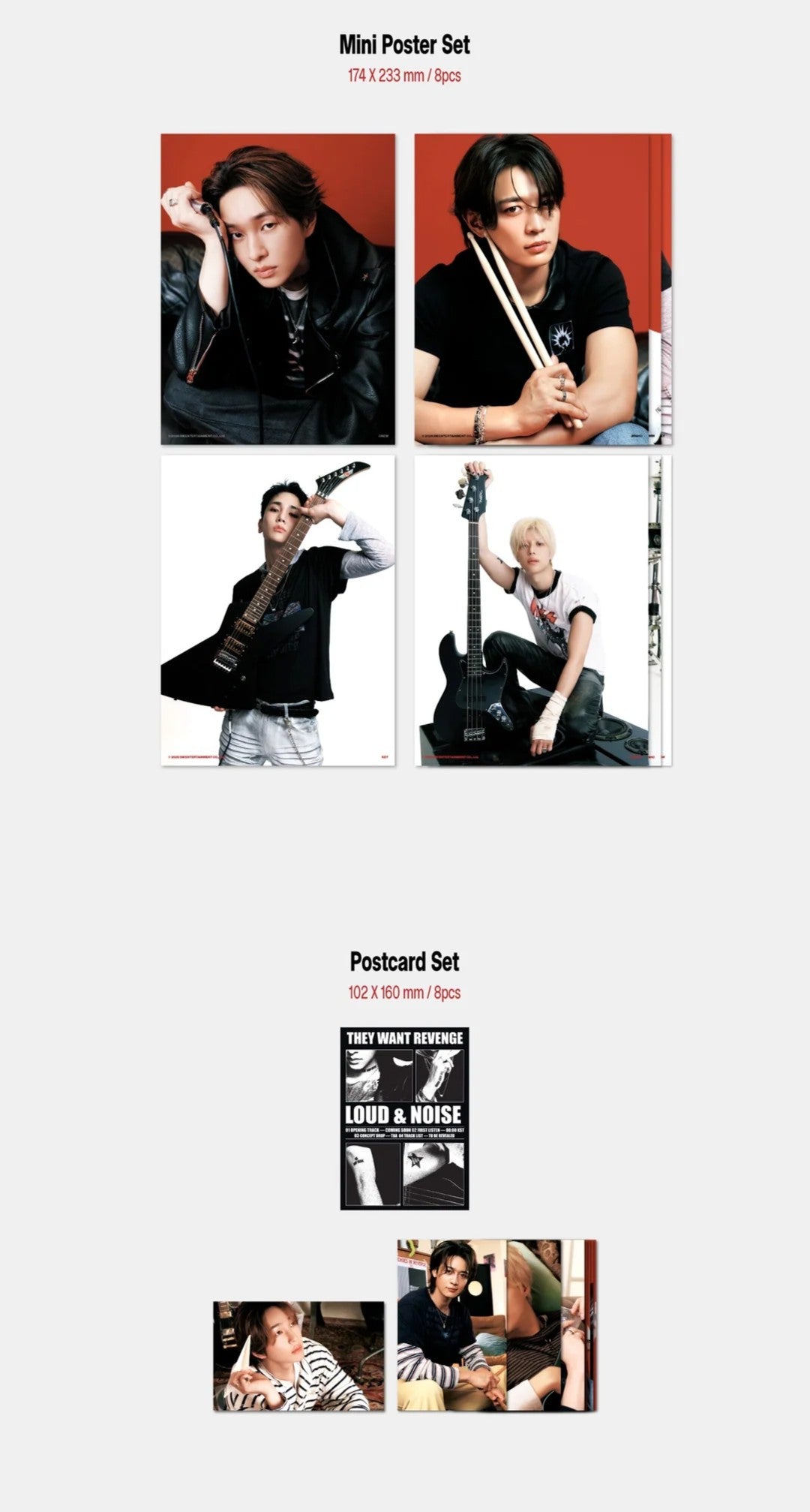 Post card and Poster of SHINee members on a white background
