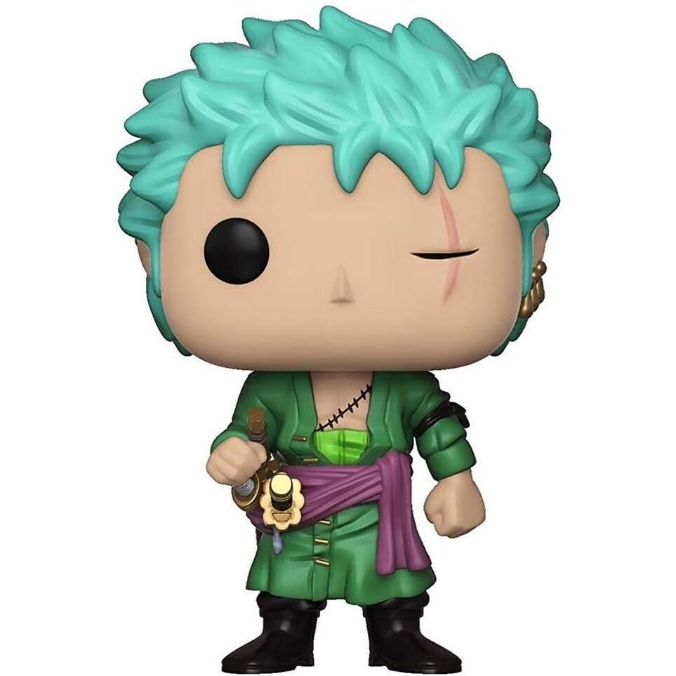 Funko Pop! vinyl figure with teal hair and green outfit on a white background